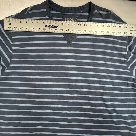 Izod Mens Luxury Sport Vintage Striped Shirt XXL Blue Crew Neck Long Sleeve New - Picture 5 of 7